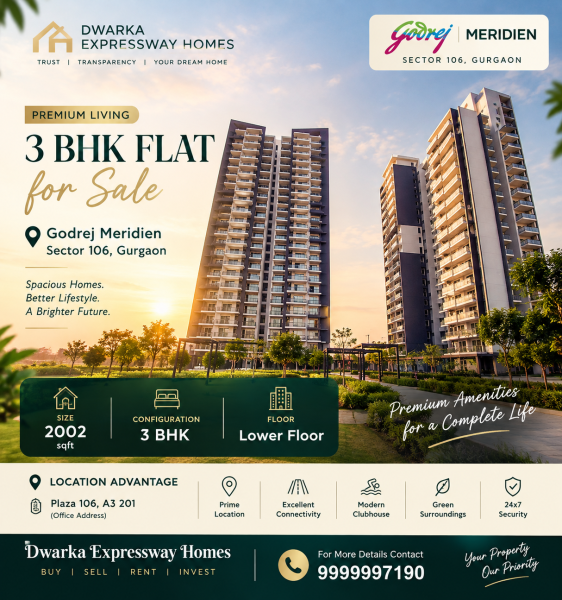 3 bhk flat for sale in Godrej Meridien Sector 106, Gurgaon 